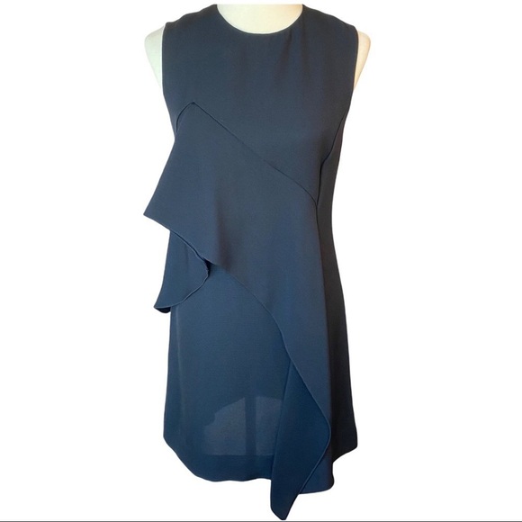 NWT Diane von Furstenberg Black Ruffle-Front Sleeveless Mini Shift Dress… - Picture 10 of 11